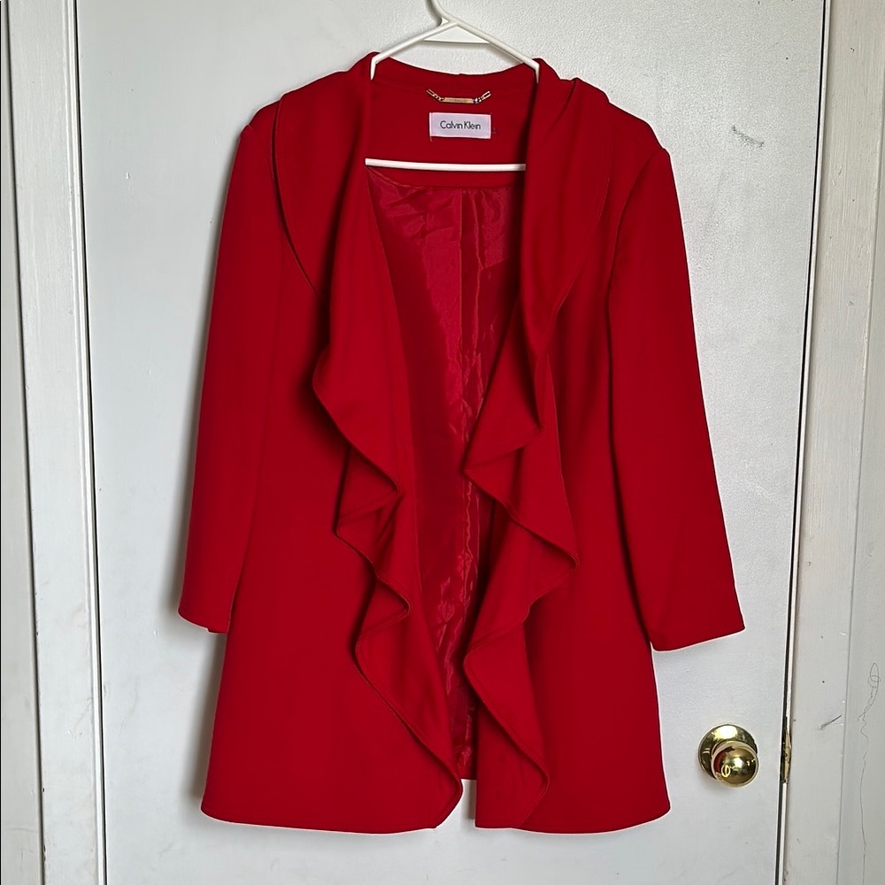 Calvin Klein Red Ruffle Jacket